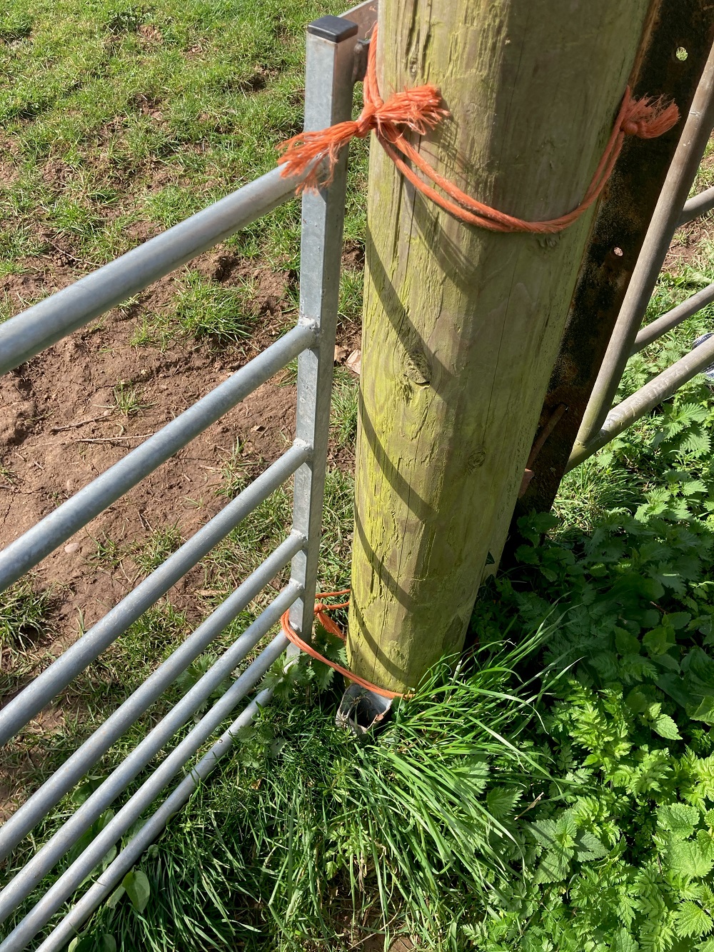 Footpath gate held together with string for more than two years